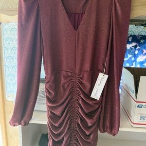 Bishop + Young Red Ruched Bodycon Dress